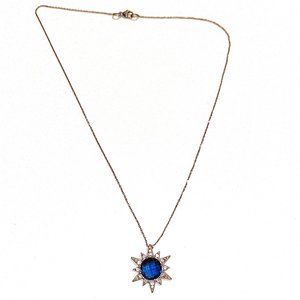 Anzie Blue Sapphire Starburst Pendant Necklace
